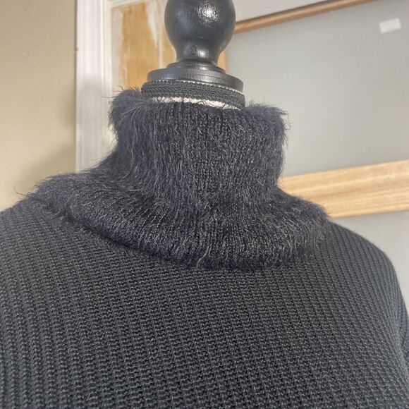 Giordano Black Merino Wool Knit Pullover Turtleneck Sweater Women's Size Medium - Picture 4 of 6